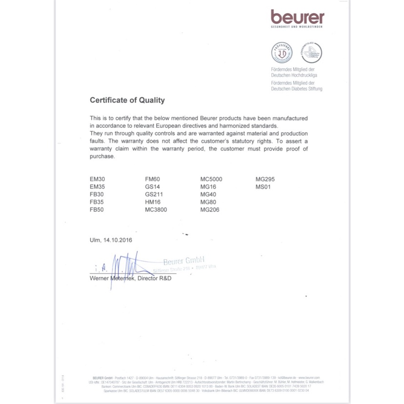 Máy massage cầm tay đèn hồng ngoại Beurer MG55