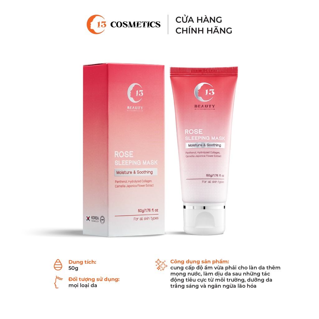 Mặt Nạ Ngủ Hoa Hồng Rose Sleeping Mask 50g - C13 Cosmetics
