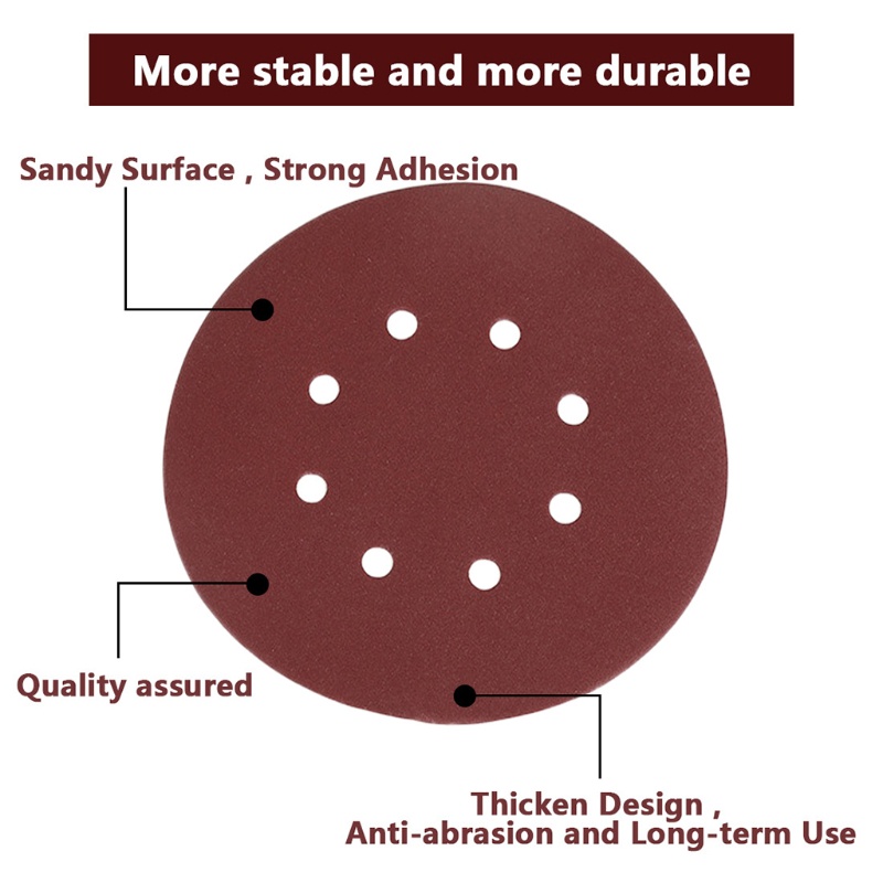 Đĩa Chà Nhám 8 Lỗ 5 Inch Bằng Nhôm Oxide Cho Máy Chà Nhám