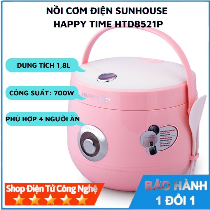 Nồi cơm điện Sunhouse Happytime HTD8521P công suất 700w, dung tích 1,8l