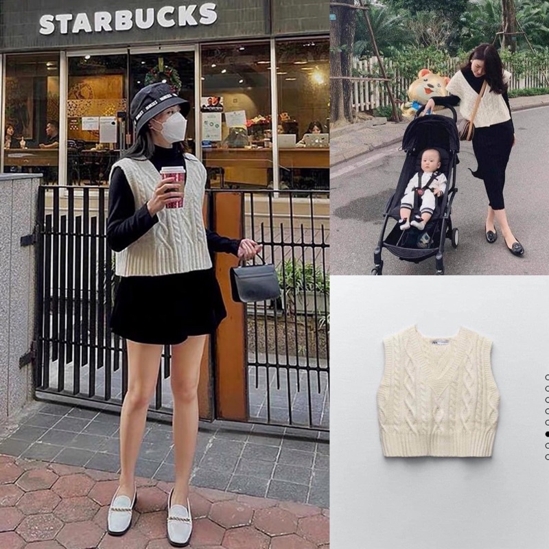 A078 Áo gile vặn thừng Zara xuất