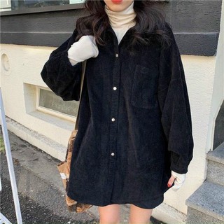 Áo khoác sơ mi nhung nữ unisex rộng form cánh dơi _ chất nhung gân thoáng mát