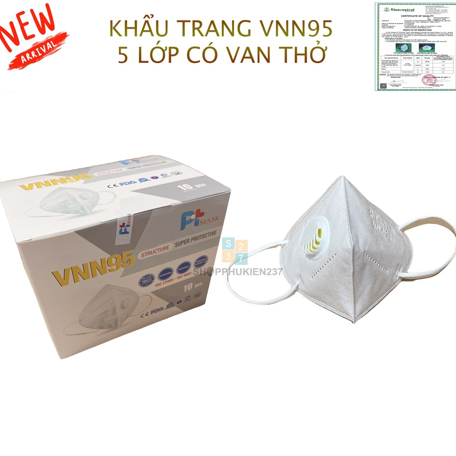 Khẩu trang VNN95 cao cấp có van lọc chất liệu 5 lớp | WebRaoVat - webraovat.net.vn
