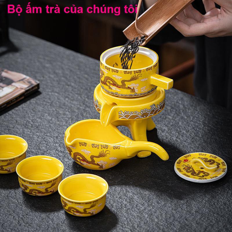 đồ ănLazy Kung Fu Tea Set Trang chủ Văn phòng nhỏ Cuộc họp kiểu Trung Quốc Cối xay đá tự động Bộ ấm trà Gốm sứ