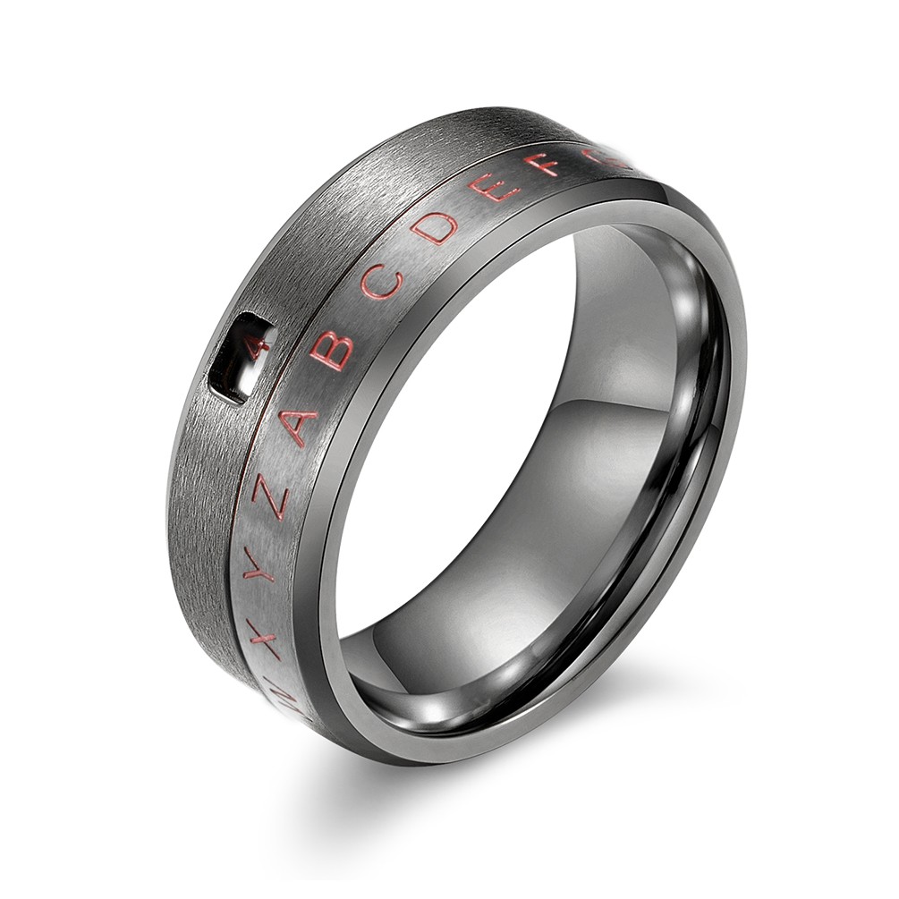 Men Jewelry Titanium Steel Ring Rotatable letter ring qf047