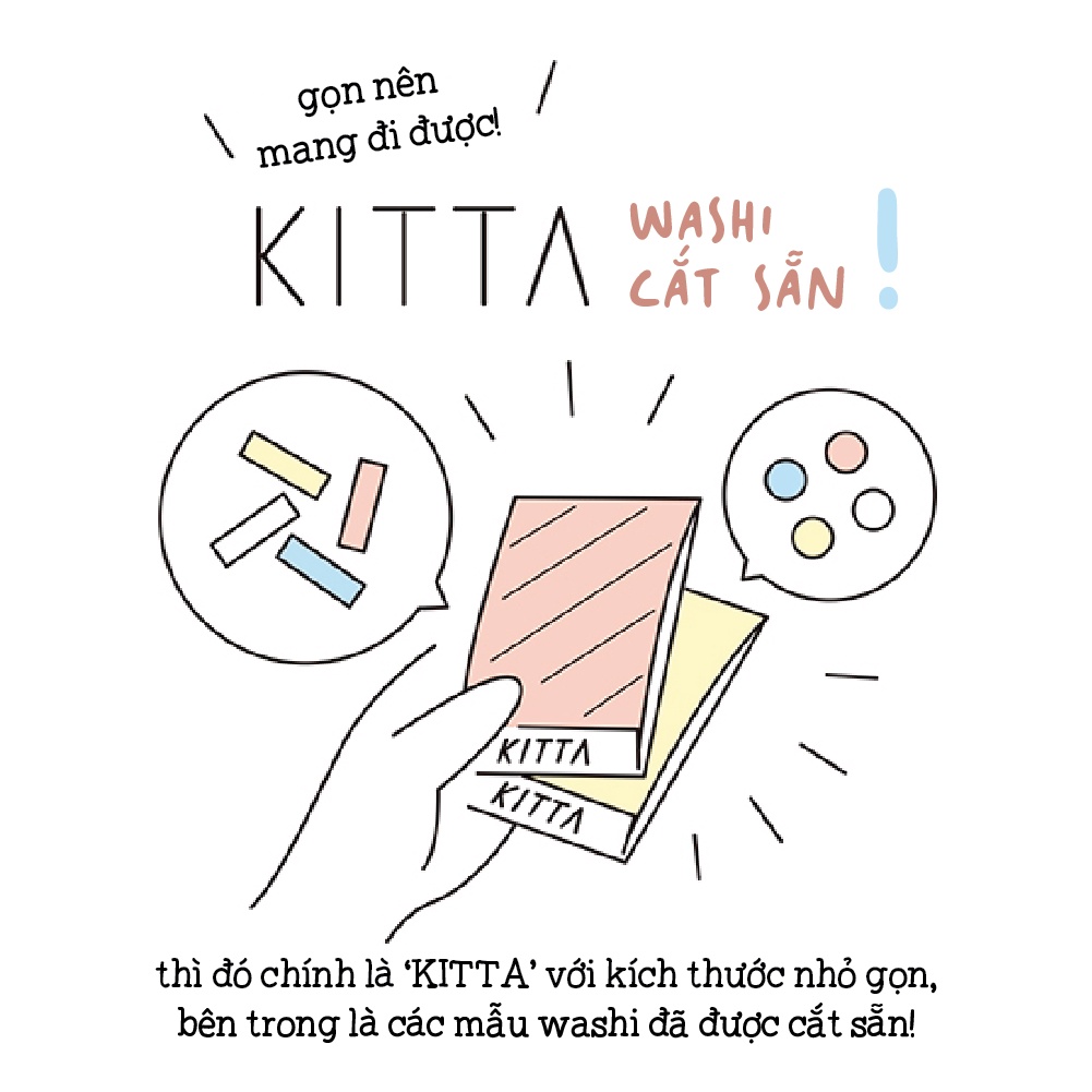 Băng keo giấy cắt sẵn KITTA BASIC - sự kết hợp hoàn hảo giữa washi tape và stickers - hàng chính hãng 💫