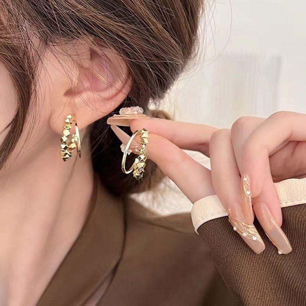 Bông Tai Hợp Kim Dáng Dài Hình Chữ C Sáng Tạo Thời Trang Cho Nữ