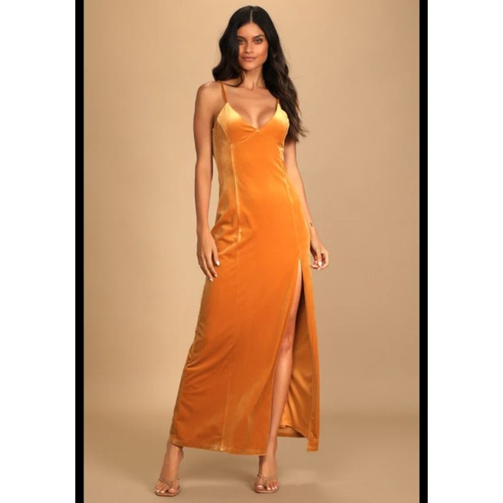 Đầm nhung maxi cổ cột dây xẻ tà VNXK velvet laceup dress high split đầm ôm body dáng dài xuất khẩu dư xịn