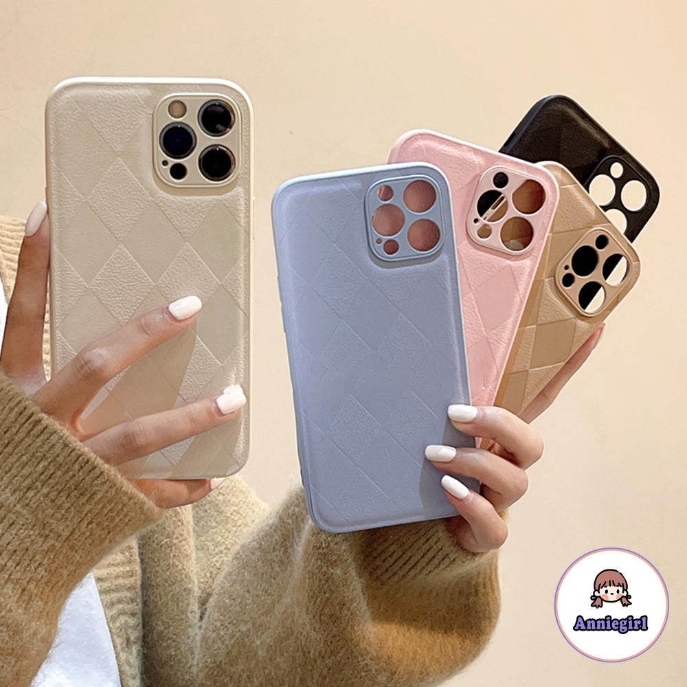 Ốp điện thoại da giả nhám chống dấu vân tay họa tiết kim cương sang trọng cho IPhone 7Plus 8Plus 11 X XS 12 13 Pro Max