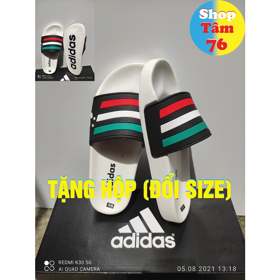 Dép quai ngang adidas - đế dúc im chữ - dép nam -   quai ngang -  thể thao .kèm hộp đen bóng.