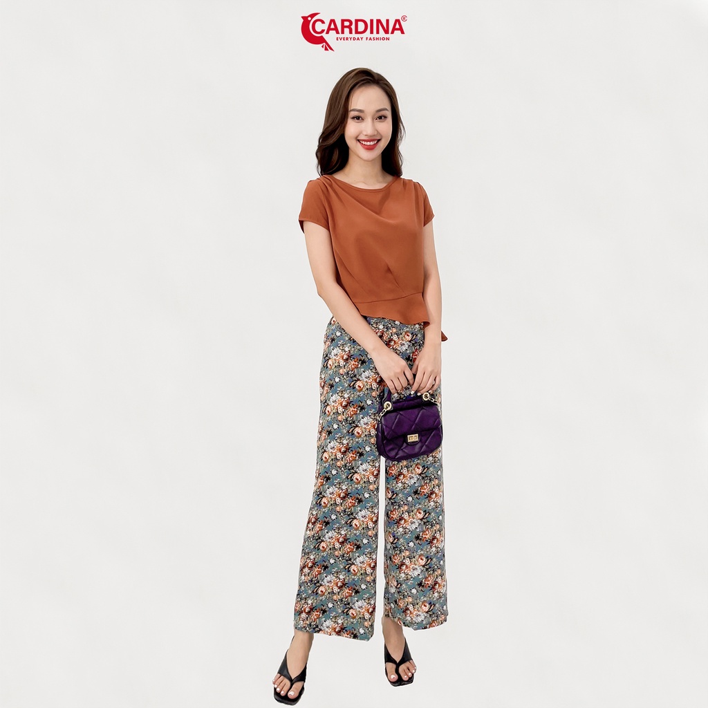 Đồ Bộ Nữ 𝐂𝐀𝐑𝐃𝐈𝐍𝐀 Cao Cấp Áo Chất Đũi Trơn Bamboo Quần Lụa Mango Dáng Suông Họa Tiết 2DF09