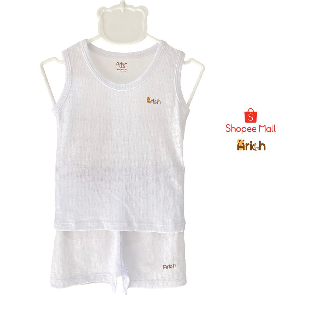 Bộ quần áo ba lỗ Arich vải sợi tre (size từ 3-6 tháng đến 3-4 tuổi)
