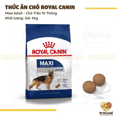 [CHÍNH HÃNG] ROYAL CANIN - MAXI ADULT THỨC ĂN CHO CHÓ TRÊN 15 THÁNG - GÓI 4KG