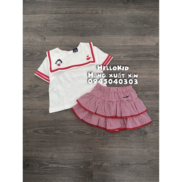 bộ thuỷ thủ váy kẻ đỏ