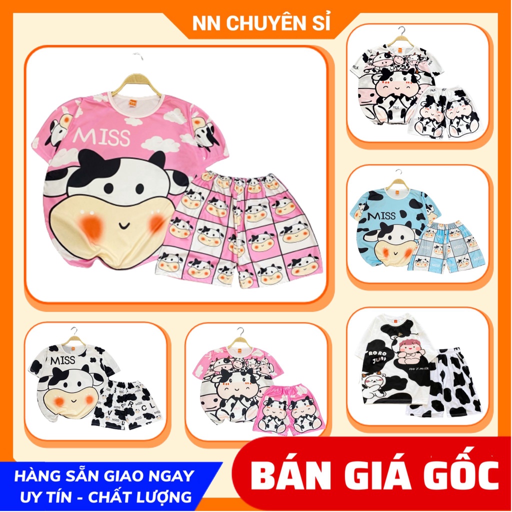 Bộ bò sữa cho bé trai bé gái &amp; người lớn đến 70 ký vải thun mềm mịn mát hình bò sữa unisex nam nữ DBRBD SIZE 6 ĐẾN XL