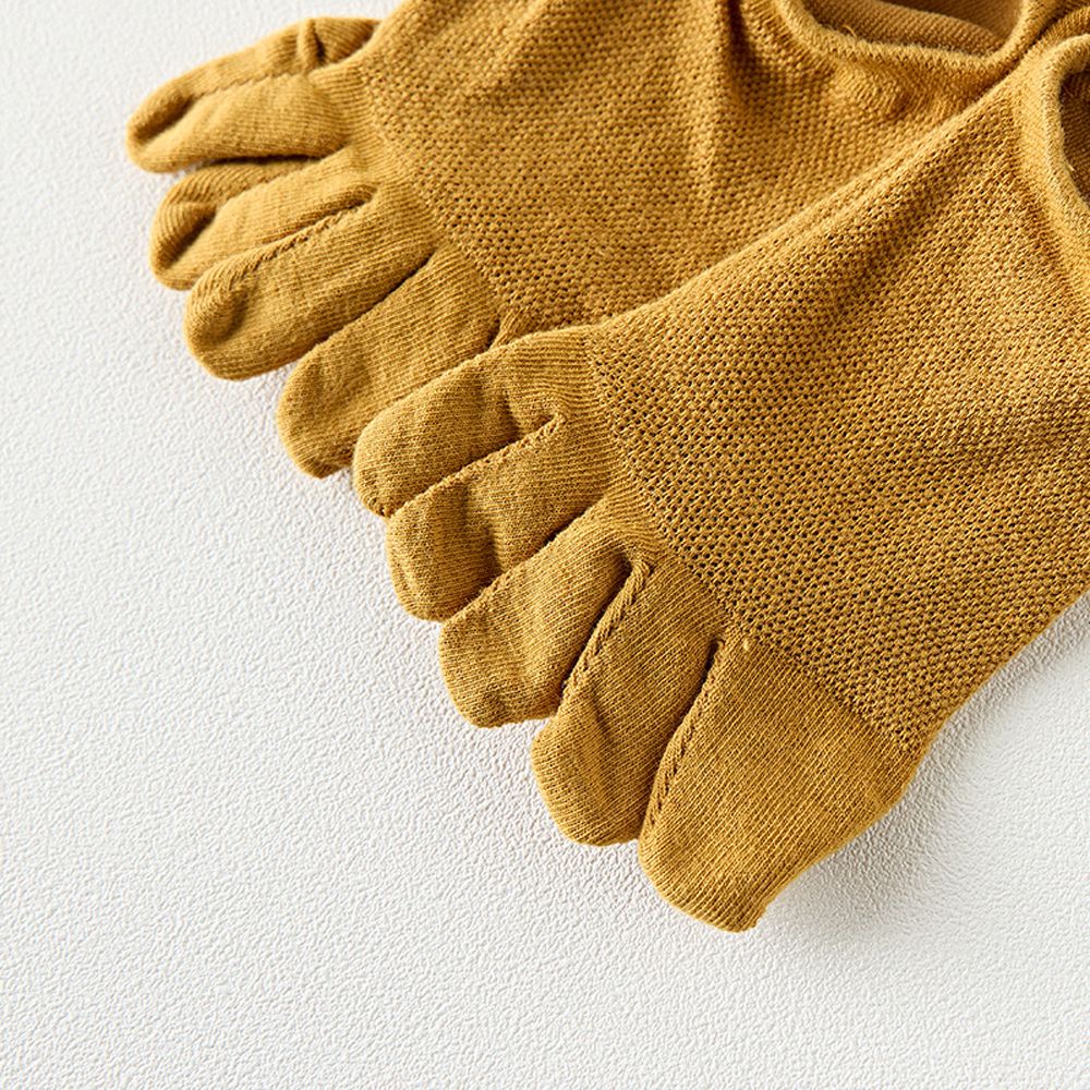 Vớ ngắn xỏ 5 ngón bằng cotton mềm mại màu trơn giữ ấm chân thoáng thoải mái dành cho cả nam và nữ