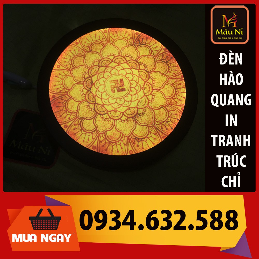 Đèn thờ Hào quang in tranh trúc chỉ - đường kính 30cm [ Tranh bàn thờ ]