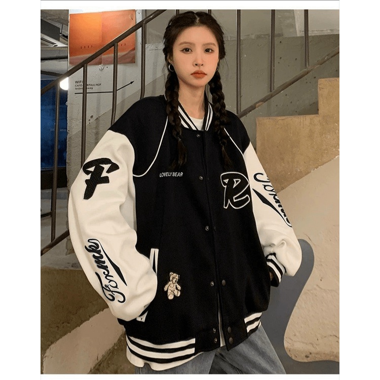 Áo Khoác Bomber Nữ Chất Nỉ Mềm Mịn Phối Tay Trắng Logo In Sắc Nét Form Rộng Che Nắng Chắn Gió Mặc Thoai Mái [NEW UNISEX]