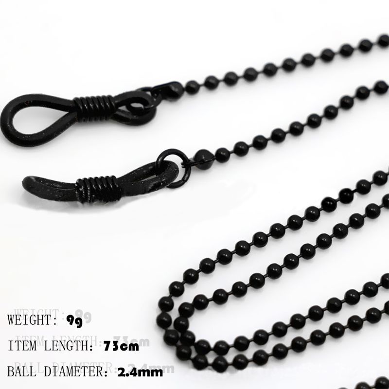 Dây Chuỗi Hạt Đeo Mắt Kính Chống Trượt Màu Đen Phong Cách Retro