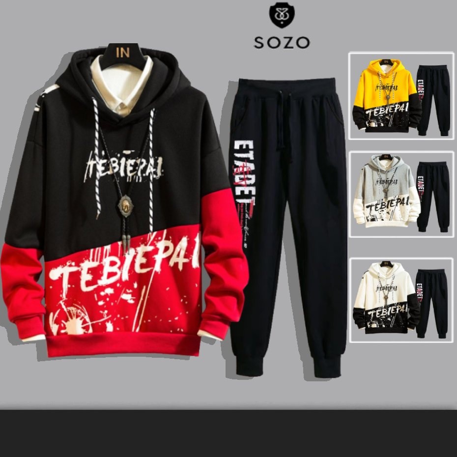 Set Bộ 2 Món Quần Dài + Áo Hoodie Nón Nam Chất Vải Nỉ CB2_WAH018NO_MQU081NIDEF6 (Vảy Sơn Tebiepal + Etadet)