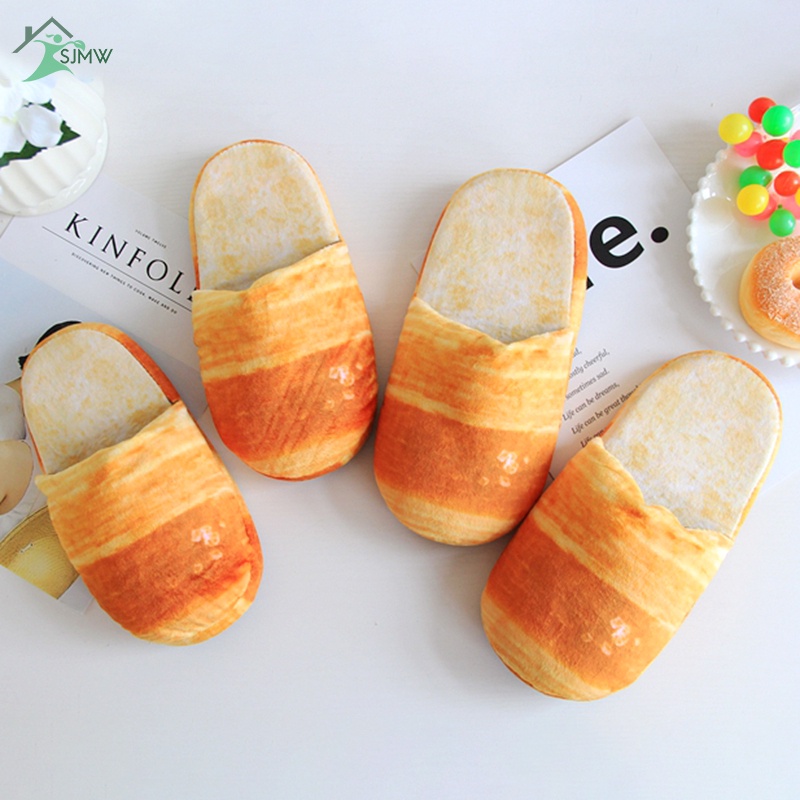 Dép Bông Đi Trong Nhà Đế Mềm Chống Trượt Hình Bánh Mì Xinh Xắn
