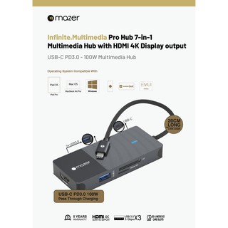 Cổng chuyển đổi Hub Mazer USB-C Multimedia Pro 7-in-1