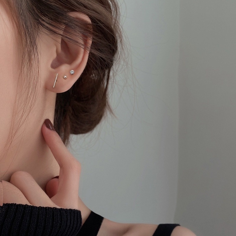 ✨✨Bộ 5 bông tai bạc S925 đính đá nhân tạo thời trang cho nữ