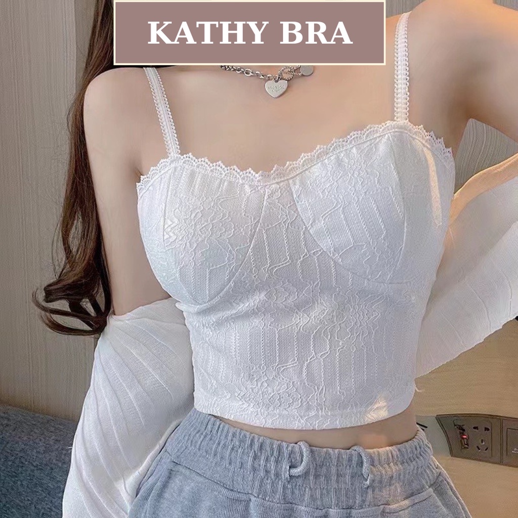 A08 [HÌNH THẬT] Áo Bra Ren KATHY BRA Có Mút Ngực Nhún Lưng Co Dãn Tốt Kiểu Dáng Sang Trọng