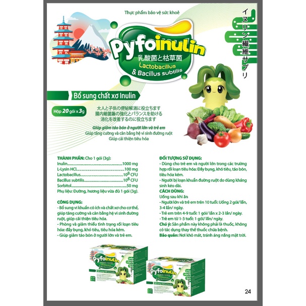 Cốm vi sinh Pyfoinulin - Bổ sung chất xơ, giảm táo bón ở người lớn và trẻ em, cải thiện tiêu hoá
