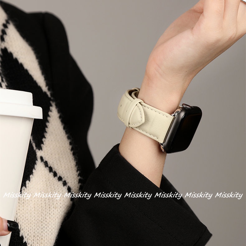 Dây Da Bò Đeo Đồng Hồ Apple Watch Ultra Series 8 7 6 SE 5 4 45mm 41mm 42mm 38mm 44mm 40mm IWatch 6 5 4 Air