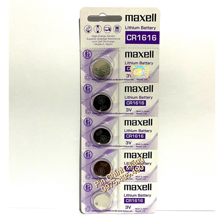 Pin CR1616 Maxell 3V Lithium Chính Hãng Vỉ 5 Viên