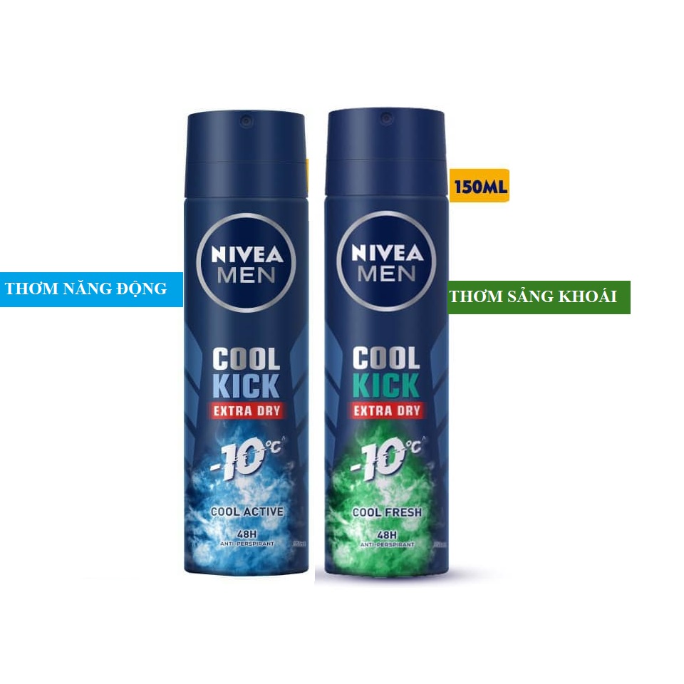 Xịt ngăn mùi Nivea Men mát lạnh Cool Kick 150ml