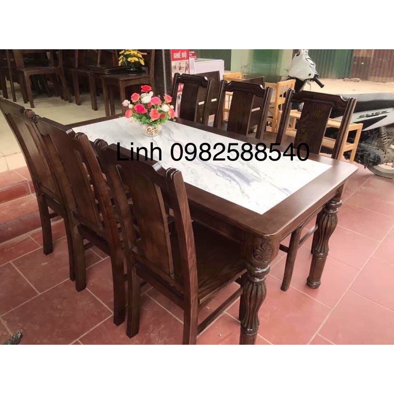 Bàn ghế ăn gỗ tự nhiên cho phòng bếp 4/6ghế-bàn 1m2/1m6
