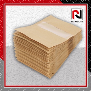 [BÁN LẺ, 12X19CM] Túi zipper giấy Kraft, đáy đứng, có cửa sổ