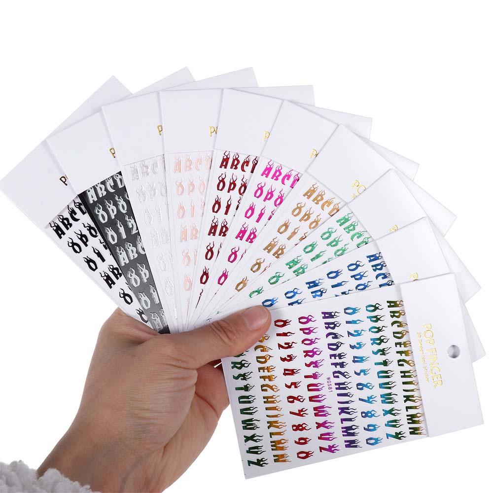 OCEANMAP Miếng Dán Trang Trí Móng Tay Hình Số 3D Nhiều Màu Sắc