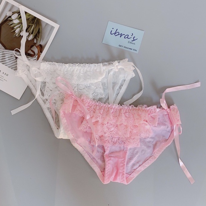 Quần lót ren nữ Sexy iBRA's STORE cột dây Đồ lót cotton thoáng khí gợi cảm i47