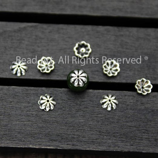 Charm Ốp Hình Cách Hoa Bạc 925, Phối Vòng Tay Phong Thuỷ, Chuỗi Hạt, Trang Sức, Mặt Dây Chuyền S50 - Bead Art