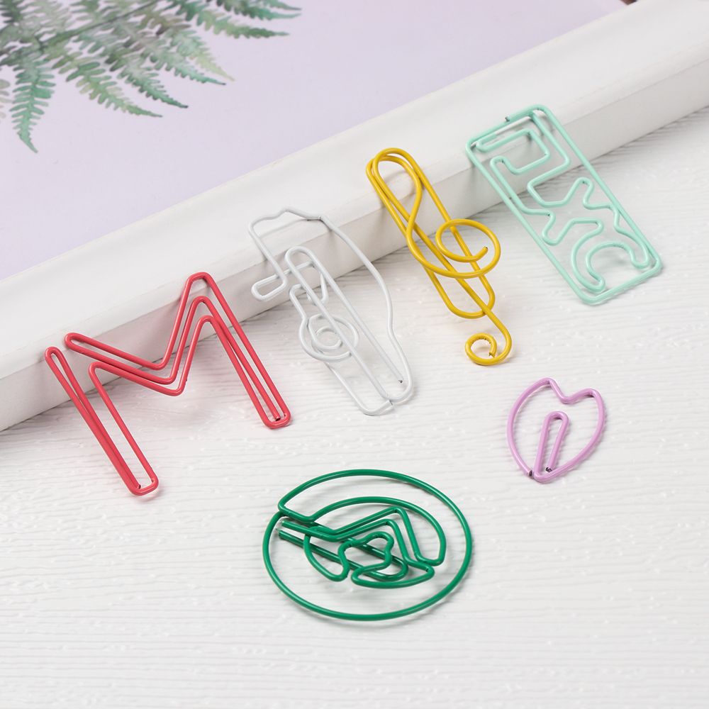 Set 30 Kẹp Giấy Bằng Kim Loại Hình Dạng Đặc Biệt Màu Sắc Ngẫu Nhiên