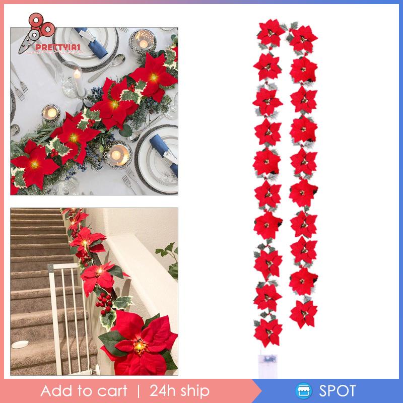 [Prettyia1] Dây Đèn LED 2m Hình Bông Hoa Trang Trí Giáng Sinh