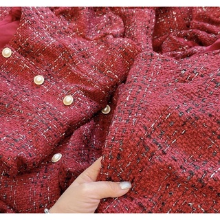 Váy dạ tweed đỏ 2 lớp cao cấp