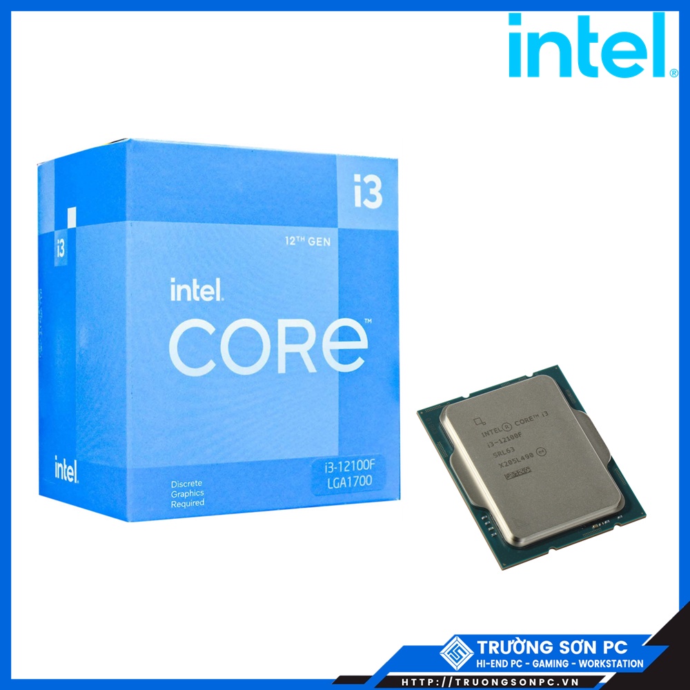 CPU Intel Core i3 12100F (3.3GHz turbo up to 4.3Ghz, 4 Cores 8 Threads, 12MB Cache, 58W) | Full Box Nhập Khẩu