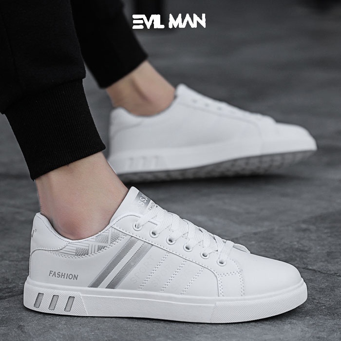 Giày Sneaker Nam, Giày Thể Thao Nam Trắng EVIL SPORT 01 WHITE màu Trắng Sọc Mờ - ES02