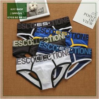 [HOT + ĐẸP] Quần lót nam sexy tam giác hở mông ES thun cotton - Quần sịp nam khoe mông căng tròn quyến rũ