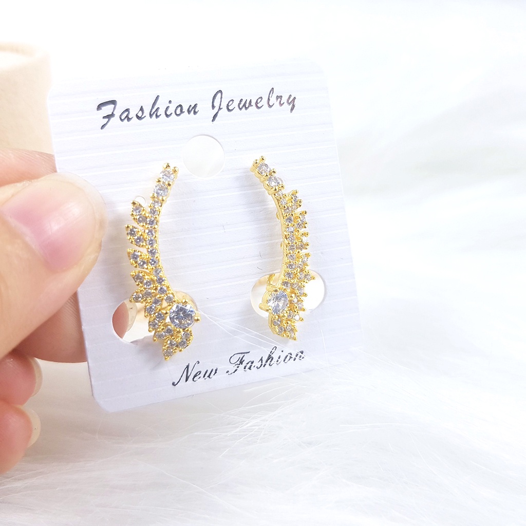 Đôi Bông Tai Nữ Hình X Nhỏ Đính Đá Khuyên Tai Tròn Đẹp Xinh B30VHT22