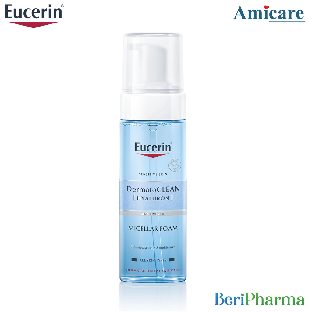 Eucerin Bọt Tẩy Trang Làm Sạch & Dưỡng Ẩm Dermato Clean Hyaluron Micellar Foam 3 in 1 150ml