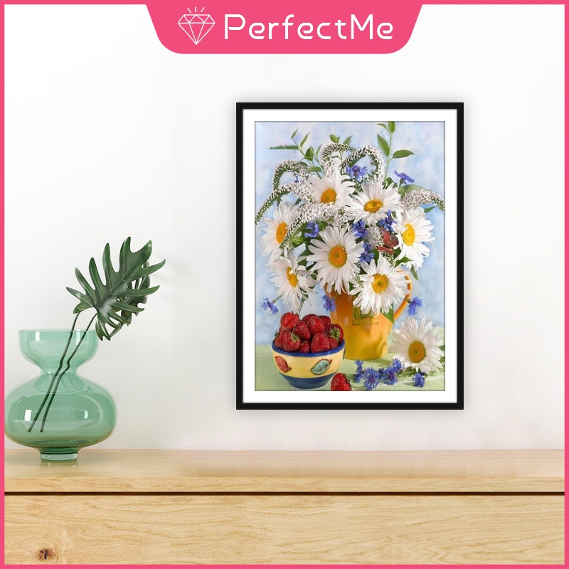 Bộ tranh đính đá 5D họa tiết hoa dâu tây độc đáo kích thước 30x40cm DIY dùng trang trí