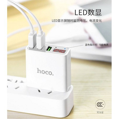 Cốc Sạc Nhanh Hoco C15 3 USB - Màn Hình LCD
