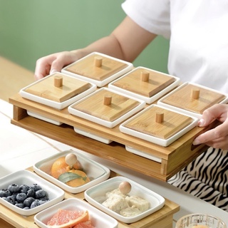 🔥 Khay mứt tết 6 ngăn bằng sứ Cao Cấp hộp đựng bánh kẹo hoa quả  sang trọng