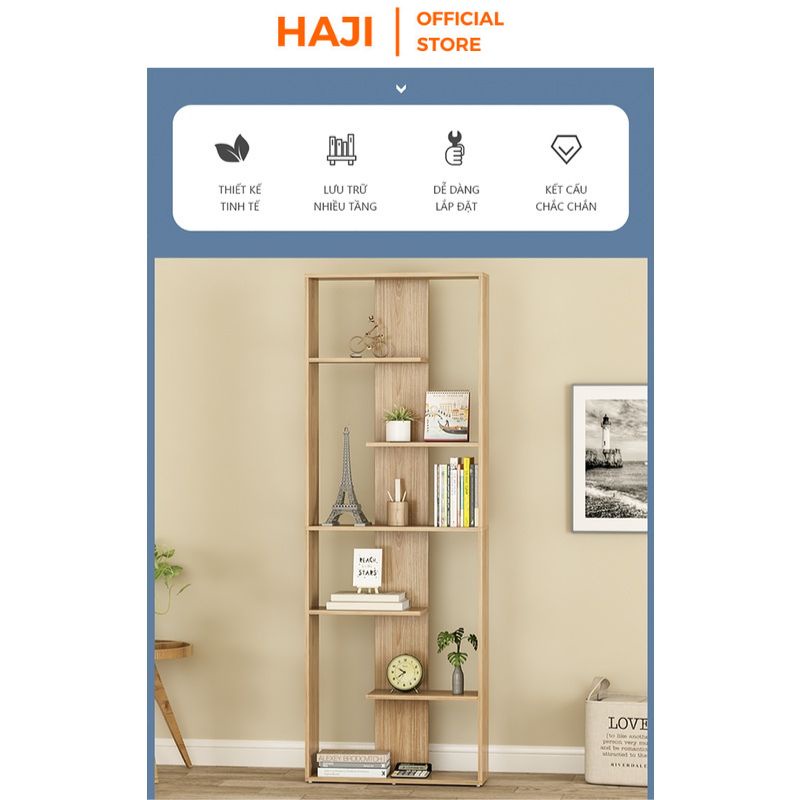 Kệ sách gỗ để sàn chắc chắn chống đổ kiểu dáng hiện đại thương hiệu HAJI A216
