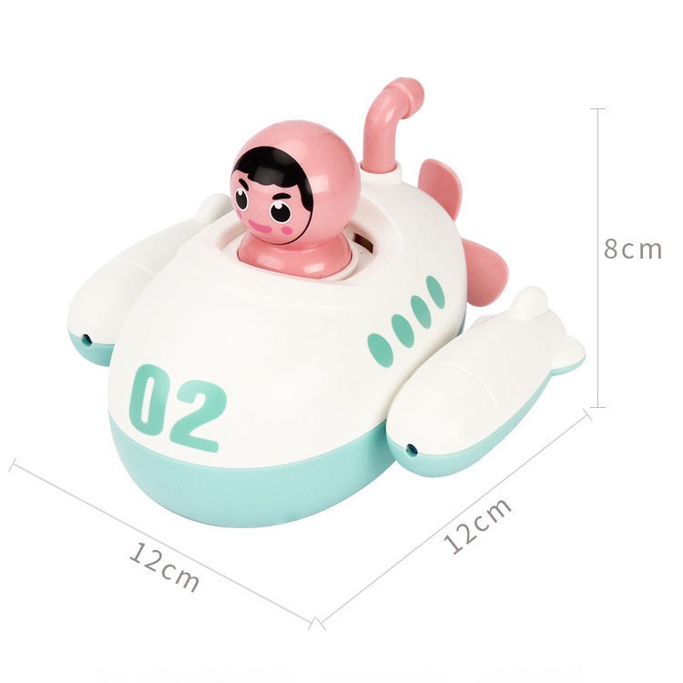 Tàu chiến vặn cót bơi và bắn nước - Đồ chơi nhà tắm bằng nhựa ABS cho bé SN04